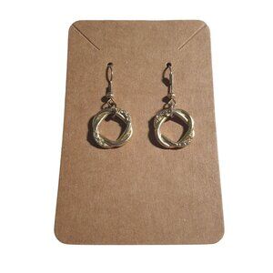 Gold Tone Rhinestone Embellished Circle Drop Dangle Earring Hook Backing Jewelry